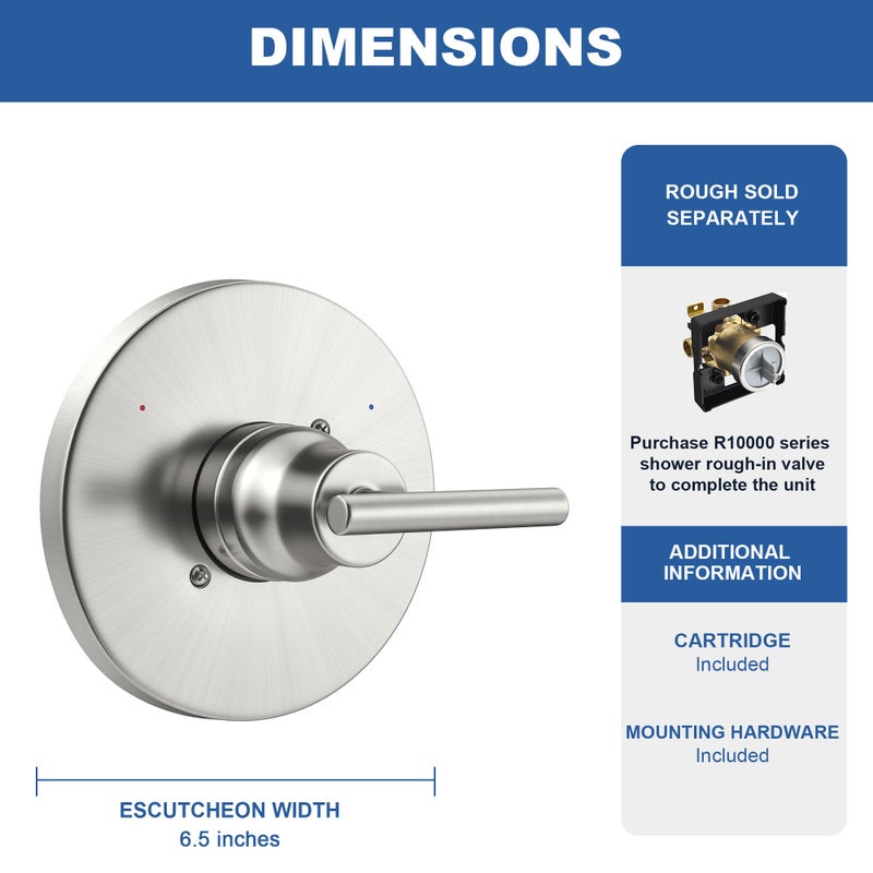 KANDENT Replacement for Delta Trinsic 14 Series Single-Function Shower Valve Trim Kit, Shower Handle, Brushed Nickel Shower Trim Kit T14059-SS (RP46074 Cartridge Included, Valve Not Included) - Image 4